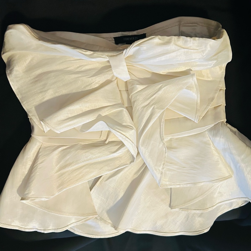 Forever 21 Cream Strapless Top